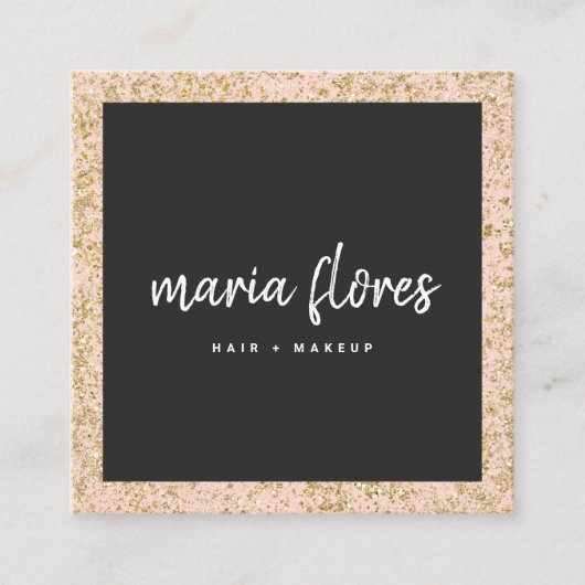 Moderne girly roze chic goud glitter schittert fot vierkante visitekaartje (Voorkant)