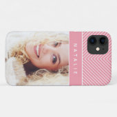 Moderne, girly roze geometrische streep personalis Case-Mate iPhone case (Achterkant (horizontaal))