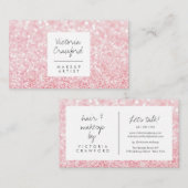 Moderne girly roze glitter bokeh make-up artist visitekaartje (Voorkant / Achterkant)