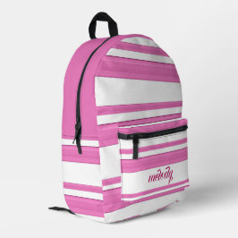 Moderne girly  roze witte abstracte lijnen bedrukte rugzak