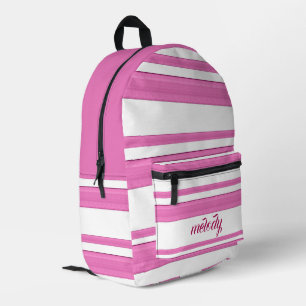 Moderne girly  roze witte abstracte lijnen bedrukte rugzak