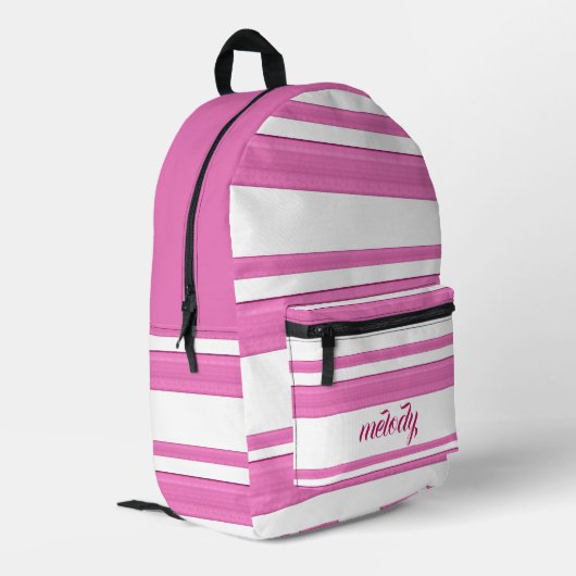 Moderne girly  roze witte abstracte lijnen bedrukte rugzak (Achterkant Hoek Links)