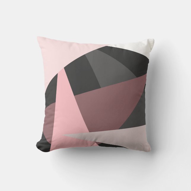 Moderne Girly Roze Zwart Geometrische Kunst Buitenkussen (Voorkant)