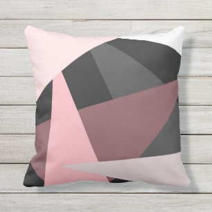 Moderne Girly Roze Zwart Geometrische Kunst Buitenkussen
