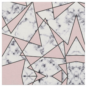 Moderne Girly Roze Zwart Wit Marmer Geometrische Stof
