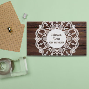 Moderne Girly Rustieke Woodgrain Yoga Mandala Visitekaartje