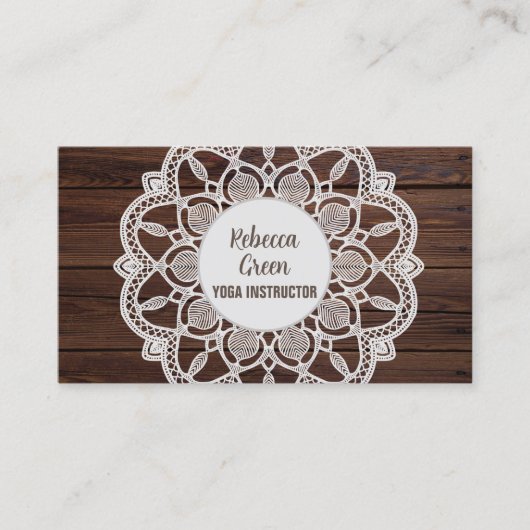 Moderne Girly Rustieke Woodgrain Yoga Mandala Visitekaartje (Voorkant)