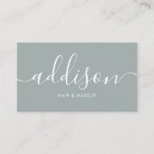 Moderne Girly Sage Groene Minimalistische Kalligra Visitekaartje (Voorkant)