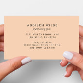 Moderne Girly Soft Peach Minimalistische kalligraf Visitekaartje