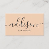 Moderne Girly Soft Peach Minimalistische kalligraf Visitekaartje (Voorkant)