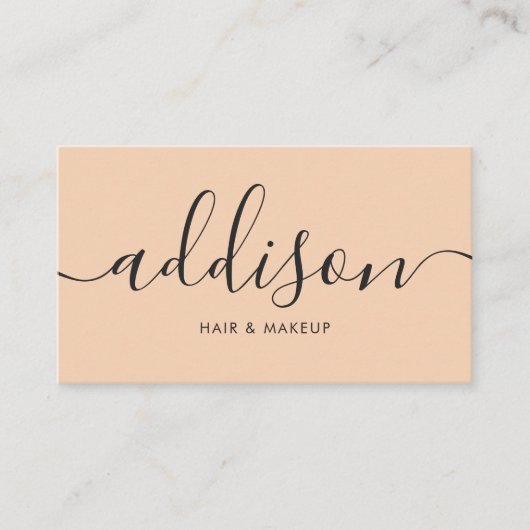 Moderne Girly Soft Peach Minimalistische kalligraf Visitekaartje (Voorkant)