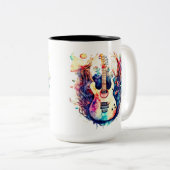 Moderne gitaar tweekleurige koffiemok (Voorkant rechts)