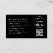 Moderne gitaarleraar aangepaste QR-code en Logo Visitekaartje (Achterkant)