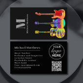 Moderne gitaarleraar aangepaste QR-code en Logo Visitekaartje