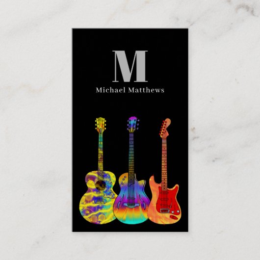 Moderne gitaarleraar Custom Logo Visitekaartje (Voorkant)