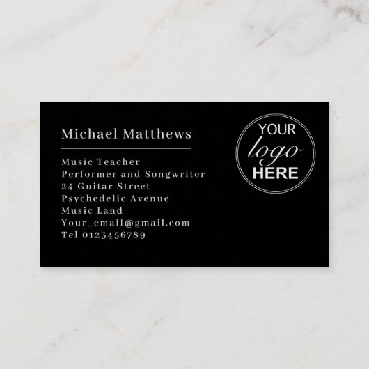 Moderne gitaarleraar Custom Logo Visitekaartje (Achterkant)