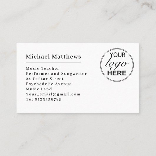 Moderne gitaarleraar Custom Logo Visitekaartje (Achterkant)