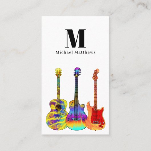 Moderne gitaarleraar Custom Logo Visitekaartje (Voorkant)
