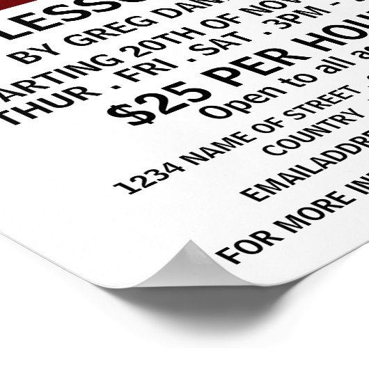 Moderne, gitaarlessen Adverteren Poster (Hoek)