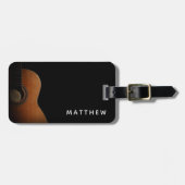 Moderne Gitarist Muzikant Zwart en Wit Foto Bagagelabel (Voorkant horizontaal)