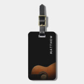 Moderne Gitarist Muzikant Zwart en Wit Foto Bagagelabel (Voorkant verticaal)