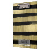 Moderne Glam Black & Gold Bruske Stripe Chic Klembord (Links)