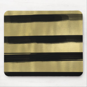 Moderne Glam Black & Gold Bruske Stripe Chic Muismat
