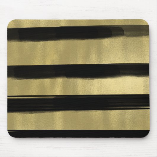 Moderne Glam Black & Gold Bruske Stripe Chic Muismat (Voorkant)