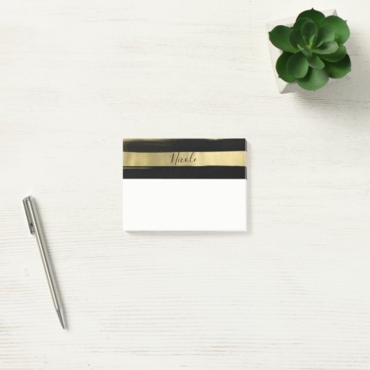 Moderne Glam Black & Gold Bruske Stripe Chic Post-it® Notes (Kantoor)