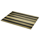 Moderne Glam Black & Gold Bruske Stripe Chic Snijplank (Hoek)