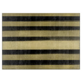 Moderne Glam Black & Gold Bruske Stripe Chic Snijplank (Voorkant)