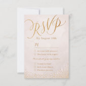 Moderne glam blush roos goudkalligrafie RSVP (Voorkant)