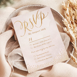 Moderne glam blush roos goudkalligrafie RSVP