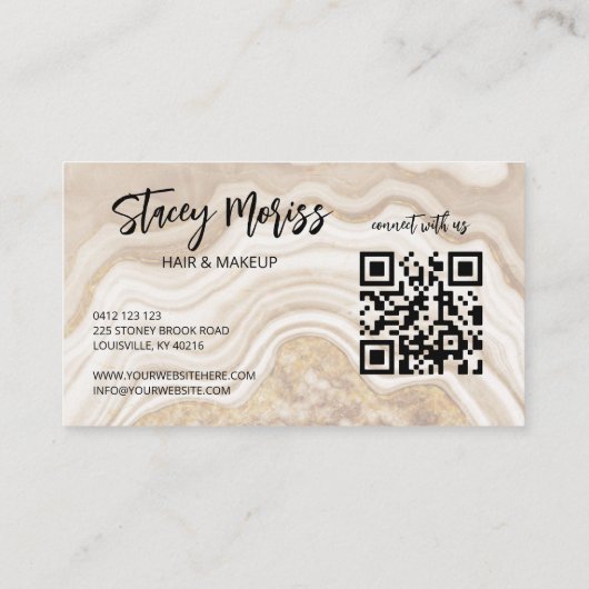 Moderne Glam Chic Abstract Agate QR Code Visitekaartje (Achterkant)