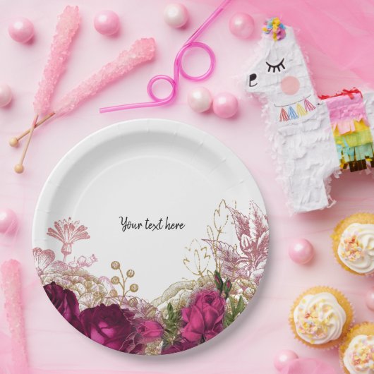 Moderne Glam Chic Flowers voor altijd Papieren Bordje (Feest)