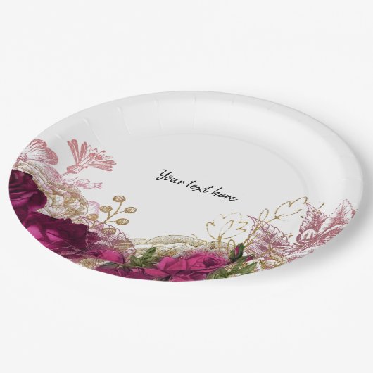 Moderne Glam Chic Flowers voor altijd Papieren Bordje (Gekanteld)