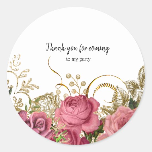 Moderne Glam Chic Flowers voor altijd Ronde Sticker (Voorkant)