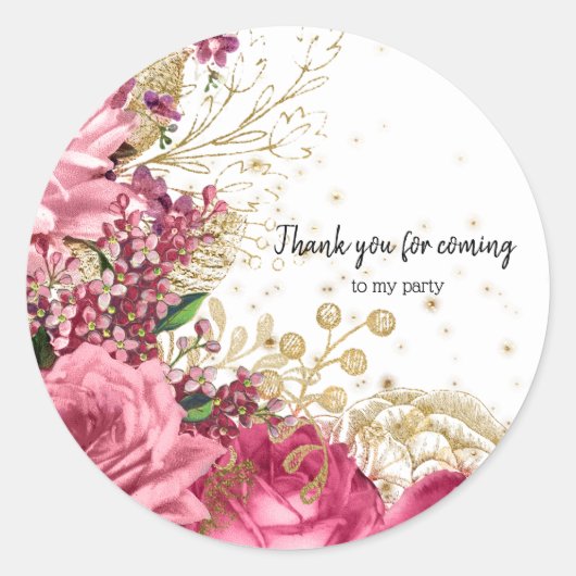 Moderne Glam Chic Flowers voor altijd Ronde Sticker (Voorkant)