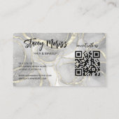 Moderne Glam Chic QR-code Gold Black & White Visitekaartje (Achterkant)