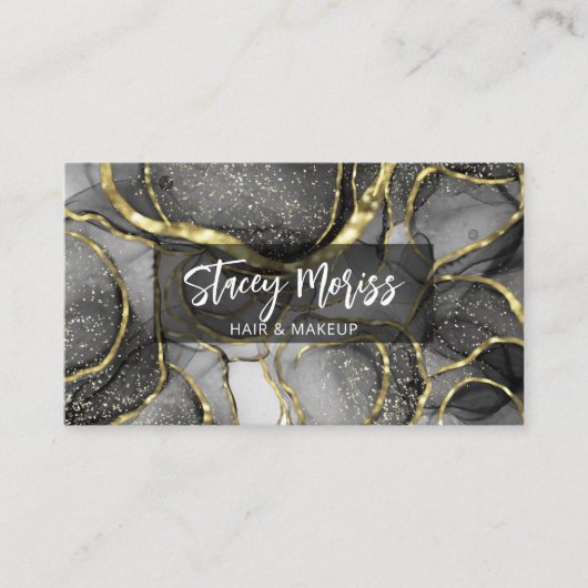 Moderne Glam Chic QR-code Gold Black & White Visitekaartje (Voorkant)