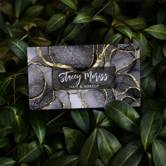 Moderne Glam Chic QR-code Gold Black & White Visitekaartje