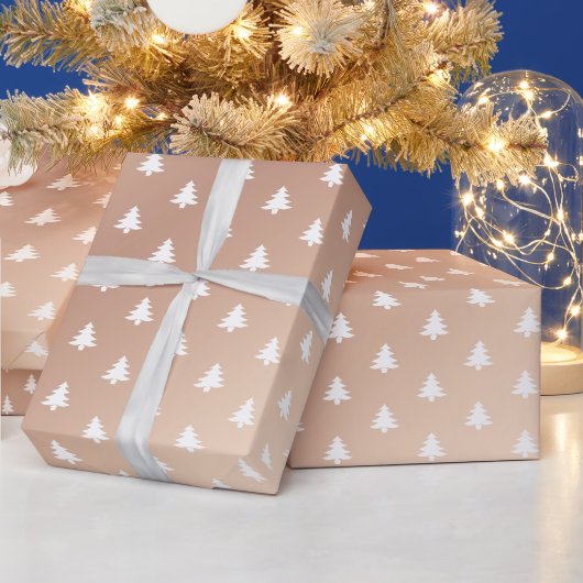 Moderne Glam Chic Roze kerstbomen Roos Gold Cadeaupapier (Feestdagen)
