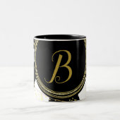 Moderne Glam Deco Black White Gold Girly Tweekleurige Koffiemok (Center)