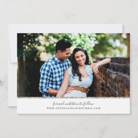 Moderne Glam Fotocollage Save The Date (Achterkant)