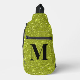 Moderne Glam Glitterige Limoengele Fonkelende Init Sling Bag