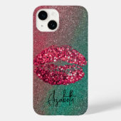 Moderne Glam Glittery Kiss lipstick-opdruk Case-Mate iPhone Case (Achterkant)