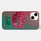 Moderne Glam Glittery Kiss lipstick-opdruk Case-Mate iPhone Case (Achterkant (horizontaal))
