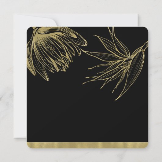 Moderne glam Gold en zwarte tropische flora Kaart (Achterkant)
