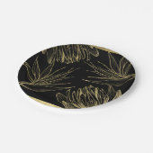 Moderne glam Gold en zwarte tropische flora Papieren Bordje (Gekanteld)