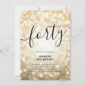 Moderne Glam Gold Glitter Lights 40e verjaardag Kaart (Voorkant)